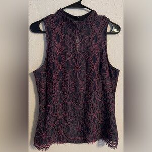 Elegant Black and Pink Lace Top